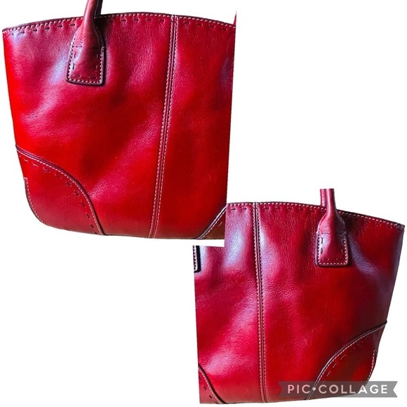 Fossil’s Vintage Genuine Crimson Red Leather Zip Cross Body Hobo Satchel, ZB9018 - Picture 9 of 16